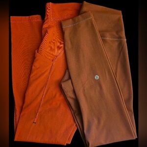 Lululemon Set Of 2 Fall Orange and Brown Leggings
